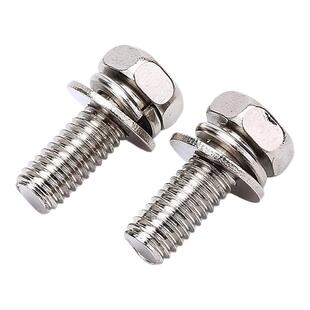 镀镍外六角三组合十字槽凹穴带垫片弹垫螺丝螺栓GB9074.13 M3-M10