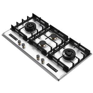 德国莱梅德四眼燃气灶家用烟灶套装 不锈钢定时猛火灶 多眼燃气灶