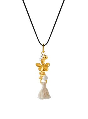 飒米长款流苏毛衣链18k金黄铜花朵氛围感波西米亚项链可调节