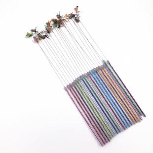 仿真小飞虫逗猫棒手工斗猫响纸铃铛小羽毛钢丝逗猫玩具啃咬可替换