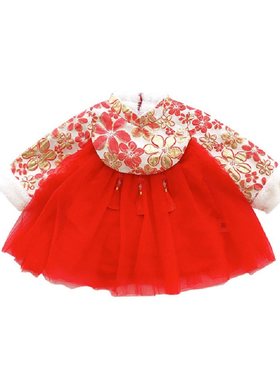秋冬新生儿3个月礼服加绒公主裙