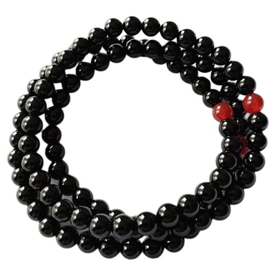 原创设计天然黑玛瑙手链108颗