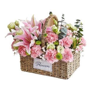 鲜花速递同城生日玫瑰向日葵康乃馨手提花篮杭州北京上海全国配送