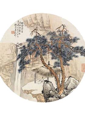 松阴仿古风册页30x30卧室山水画