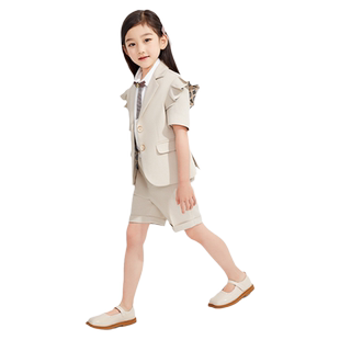 罗蒙女童西装套装夏季儿童外套短袖JK裙子学院风网红洋气品牌清仓