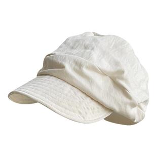 日系轻薄透气八角帽子女夏季复古褶皱显脸小贝雷帽出游遮阳报童帽