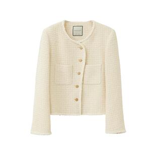 【到手379元】高级感小香风复古U领小个子短款外套宽松气质上衣女