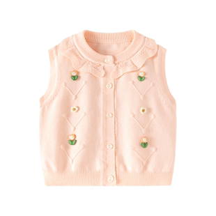 婴儿马甲女童坎肩春秋外穿宝宝毛衣开衫马褂外套马夹儿童针织背心