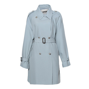 DPLAY蓝色风衣外套女收腰新款英伦风小个子好看短款大衣2026春款