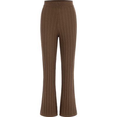 咖色直筒显瘦坑条针织阔腿裤