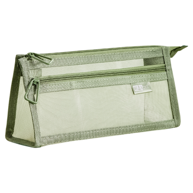 透明网纱笔袋儿童铅笔袋学生考试专用文具袋双层立体大容量文具盒男女孩款2025新款高颜值简约便携收纳袋