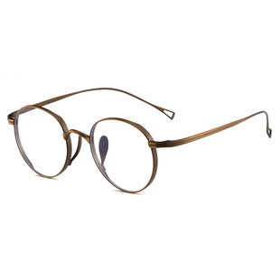 万年龟近视眼镜男款日系纯钛圆形防蓝光可配高度数手工眼睛框架女