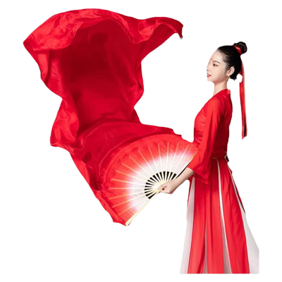 舞蹈老师推荐真丝长绸扇演出专用