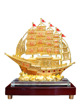 全铜花丝一帆风顺帆船摆件工艺品