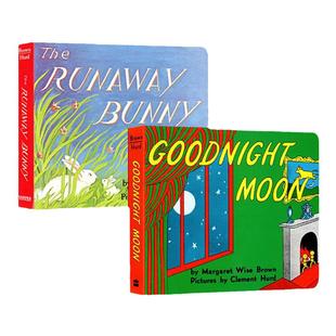 英文原版 Goodnight Moon/The Runaway Bunny2册 纸板书 逃家小兔/晚安月亮 宝宝晚安故事 吴敏兰书单推荐 亲子阅读图画故事绘本