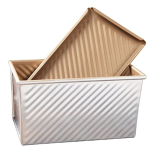 三能吐司盒黑金色不沾带盖土司波纹吐司模具450g面包家用烘焙模具