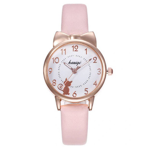 儿童樱花粉手表女学生夜光简约可爱卡通复古少女心潮流百搭石英表