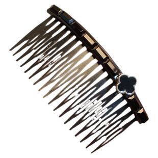 黑色四叶草插梳日韩时尚发叉后脑勺碎发边夹梳子简约发插刘海夹女