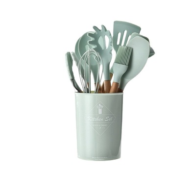 跨境爆款Silicone Spatula with Beech Handle榉木柄硅胶刮勺锅铲