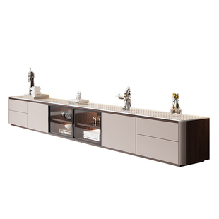 岩板电视柜茶几组合客厅家用储物柜新款实木落地高级感电视机柜子