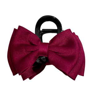 新年红色蝴蝶结抓夹中号发量少发卡女盘头发鲨鱼夹后脑勺半扎发夹