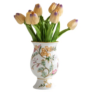 新古典复古陶瓷花瓶金边装饰欧式客厅桌面摆件美式田园风花盆插瓶