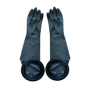 手动箱式喷砂机配件伸手帆布高耐磨黑色带槽橡胶椭圆手套孔圈袖套