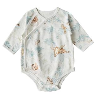 Oak Family婴儿爬服春秋薄款三角包屁衣男女满月宝宝纯棉连体衣