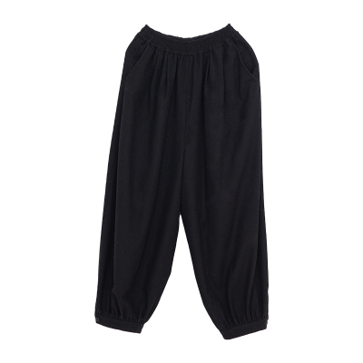 忘城松紧腰宽松灯笼裤毛呢长裤