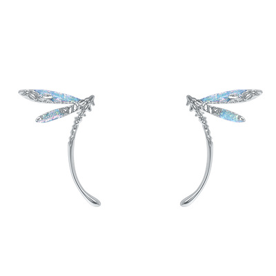 花芽原创设计埋骨蜻蜓耳钉