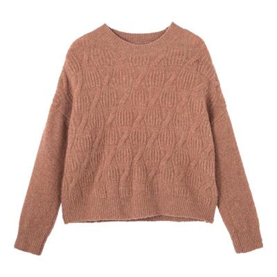 布景圆领羊毛针织衫毛衣