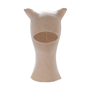 儿童~100%纯山羊绒帽子围脖一体男童女童可爱针织保暖护耳套头帽