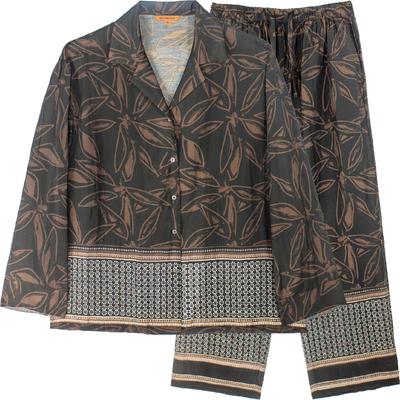 男士春秋长袖印花可外穿睡衣套装