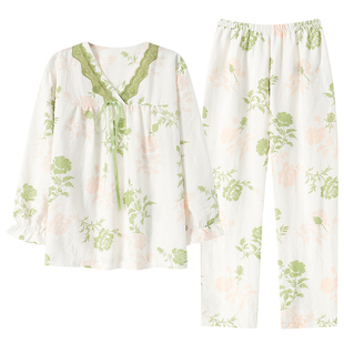 芬腾可安睡衣女春秋云朵棉长袖长裤甜美休闲宽松家居服套装可外穿