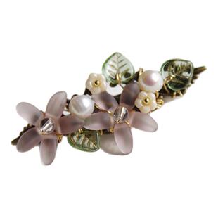 素锦年原创中式仙美花朵发式民国风旗袍侧边小发夹珍珠刘海鸭嘴夹