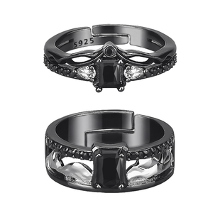 秦彻情侣羁绊同款戒指黑色开口纯银同人周边好感结婚对戒