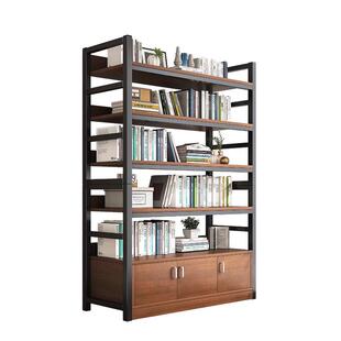 书架置物架落地客厅矮柜子一体靠墙钢木储物柜转角展示柜带门书柜