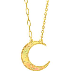 周生生Essence永小月牙炫彩月亮足金黄金项链94125N计价