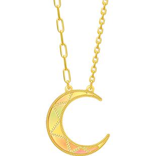 周生生永系列爆闪小月牙炫彩月亮足金黄金项链94125N