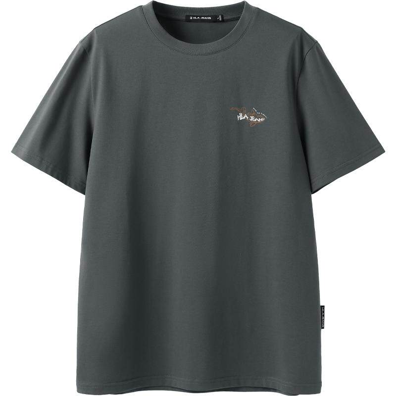 海澜之家旗下黑鲸字母印花短袖T恤男2025年夏季新品短t男一款四色