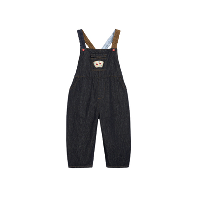 whitewheat扣子牛仔背带裤