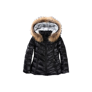 Cycle Document 95白鸭绒真貉子毛领排骨修身羽绒服女冬连帽外套