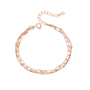 圆珠小众叠戴手链女款2026新款双层轻奢碎银几两精致玫瑰彩金手饰