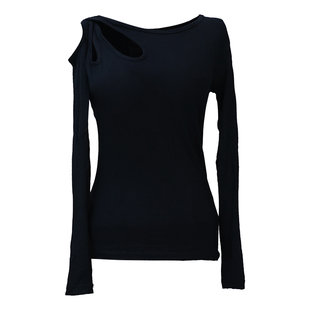 ACEdance拉丁舞摩登舞女练功服单肩镂空棉上衣广场舞艺考服SY294