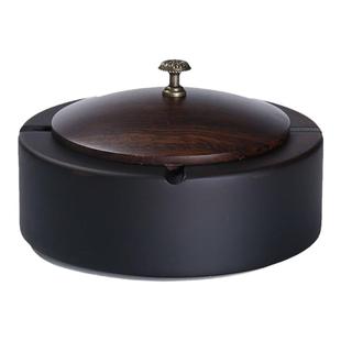 黑檀实木烟灰缸大号带盖烟灰缸创意个性潮流中式复古客厅家用定制