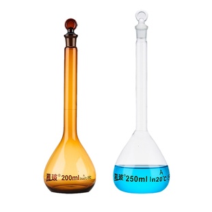 Labshark玻璃容量瓶实验室棕色透明定容定量耐高温100 250 500mL
