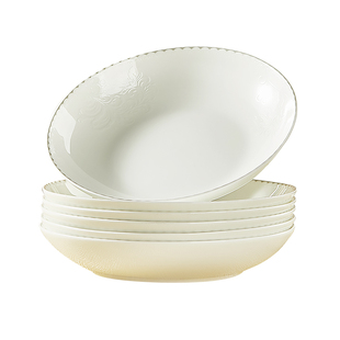 纯白骨瓷盘子家用菜盘套装2026新款轻奢碗盘餐具可微波陶瓷深盘子