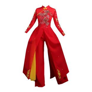 秧歌舞蹈演出服新款中老年民族风打鼓服腰鼓威风锣鼓广场舞扇子舞