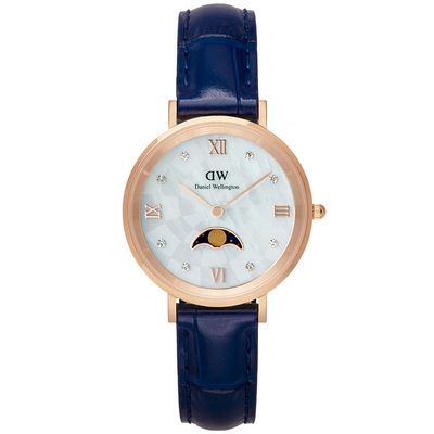 DW蓝月曲腕表贝母表盘复古优雅