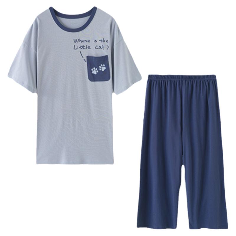 顶瓜瓜男士纯棉短袖睡衣家居服夏